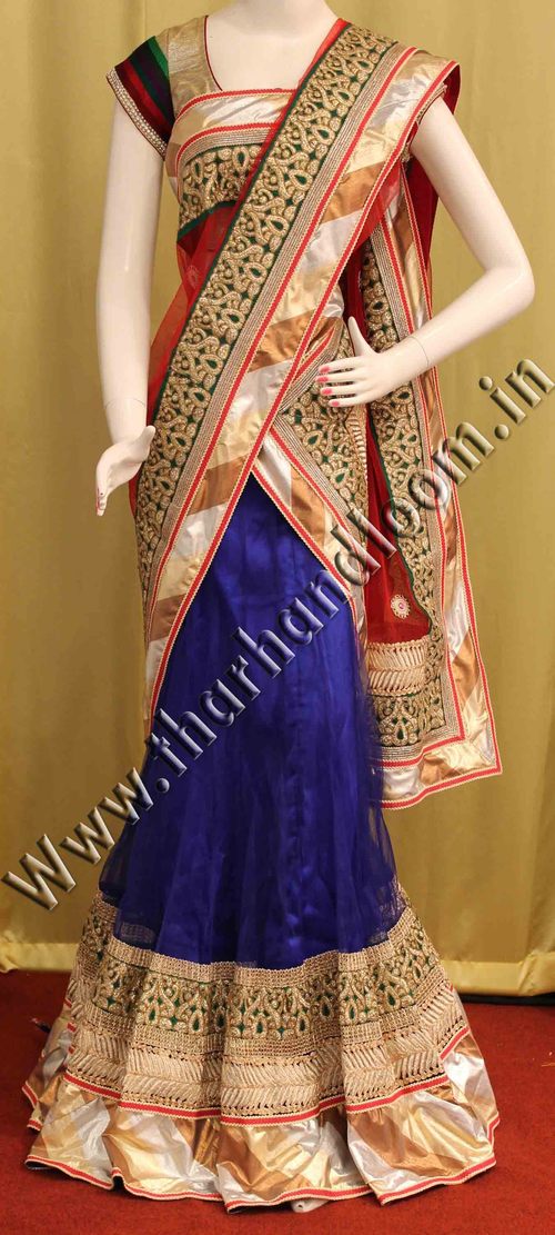 Royal blue net lehenga