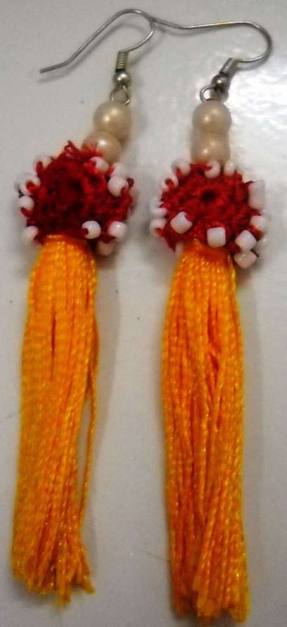 Orange earing cotten thread