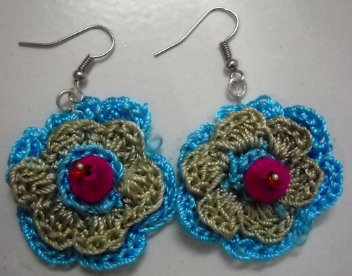 Crochet Beaded Chandelier Earrings