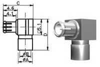 Mcx Male Right Angle Connector For Bt 3002 Cable 75 Ohms - Rf Metal Coupler, 150 Dbc, Directivity 20 Db, Vswr 1.07, Insertion Loss 0.08db, Heat Proof, 0.99 Conductor Diameter