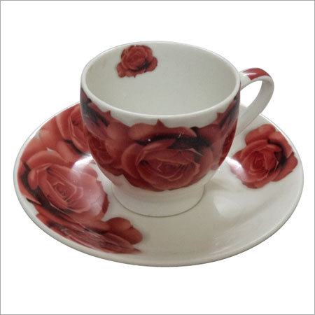 Bone China Tea Cups - 200ml, 8x6 cm, Red Floral Design | Durable Material, Easy Cleaning, Elegant Design, Wide Mouth, Box Packaging