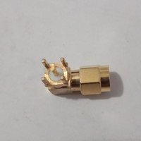 Sma Male Right Angle Pcb Connector - Brass Material, 10 Cm Size, Silver Color, 50 Ohm Impedance, Dc-6 Ghz Frequency Range, Vswr 1.10@dc-3 Ghz, Insertion Loss 0.10 Db | Indoor/outdoor Insulation, 0.94 Mm Conductor Diameter, 1 Core For Rf And Microwave Applications