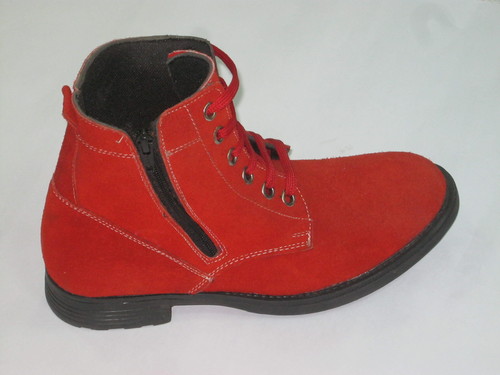Mens-Shoes - Suede Leather, Ankle Height, Red | Lace-Up, Durable, Stylish, Comfortable, Water Resistant, Breathable, Easy to Clean, Rubber Sole