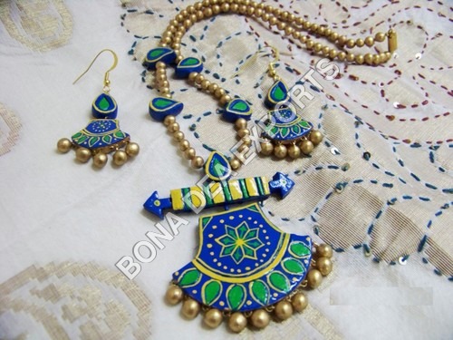 Terracotta Jewellery - Elegant Drop Earrings & Necklace Set | Ideal for Gifts and Parties