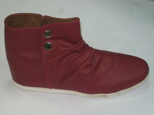 Shoes - Leather, Ankle Height, Burgundy | Zipper Closure, Comfort, Style, Durability, Support, Flexibility, Lightweight Rubber Sole
