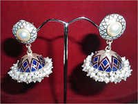 Designer Silver Jhumkas