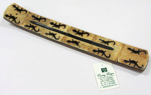WOOD HORN WITH LIZARD STAMP Incense Holder