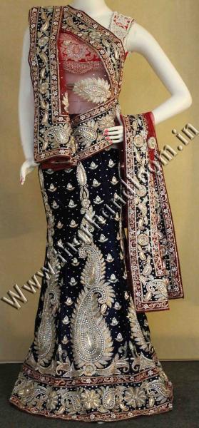 Navy blue bridal lehenga