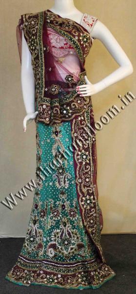Glorious bridal sea green lehenga