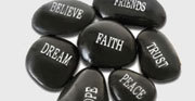 Engraved stone pebble