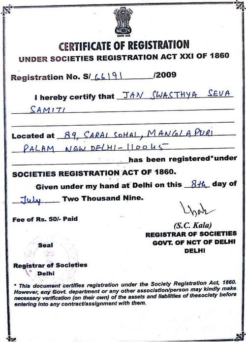 Under Socities Registration