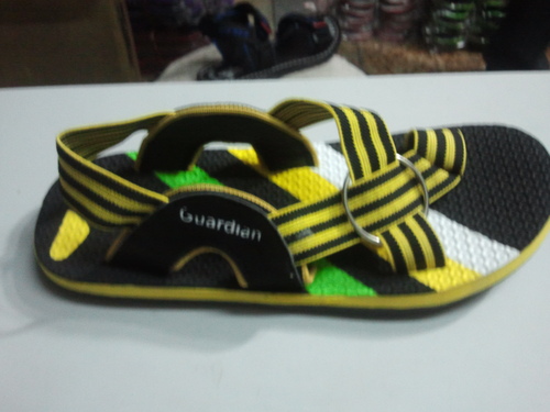 Mens-Sandals - PVC, Sizes 8-11, Black and Yellow | Lightweight, Breathable, Durable, Strap Fastening, Rubber Sole