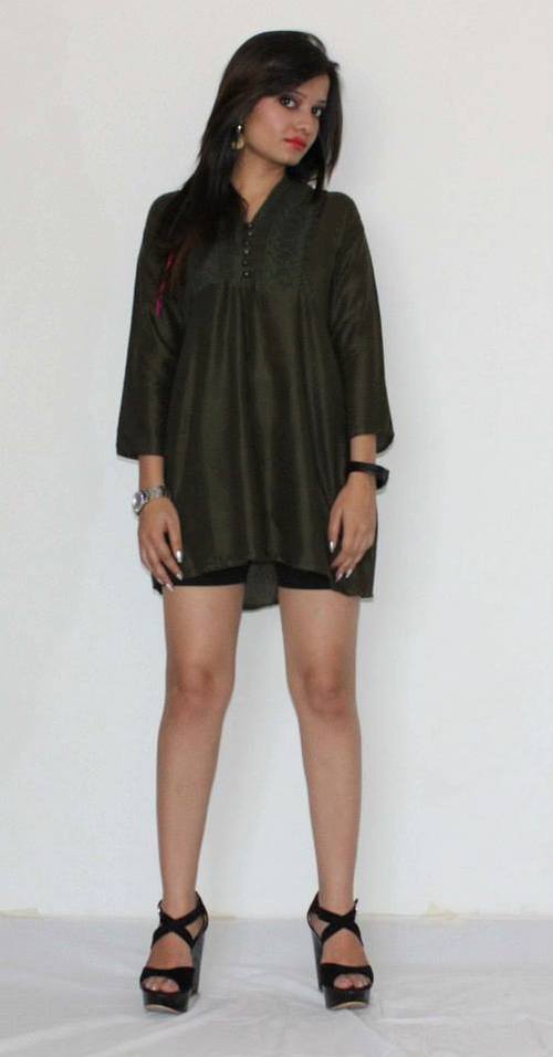 Army Green Kurti Top