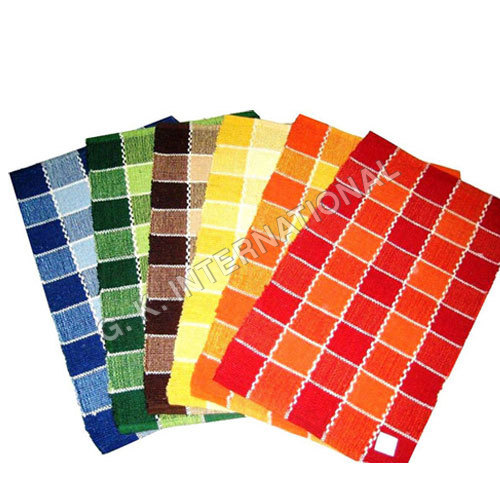 COTTON BOX RUGS - Cotton, Varied Dimensions, Red | Soft, Absorbent, Durable, Washable, Checkered Weave