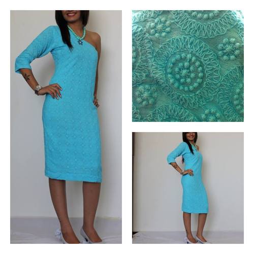 One shoulder dress with a slit at the back