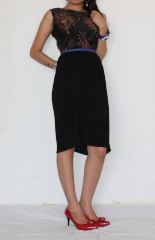 Printed Top and Pleated Lower Dress
