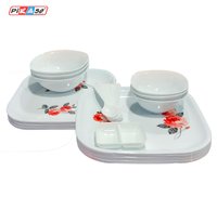 Square Printed Dinner Set 25 Pcs - Color: Multicolor