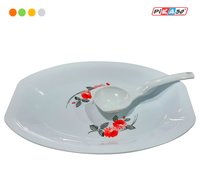 Rice Plate (shrink Pack) - Polypropylene 330.2x228.6x17.78mm | Temperature-resistant, Elegant Design, Unbreakable, Soft White-orange-yellow-green Finish