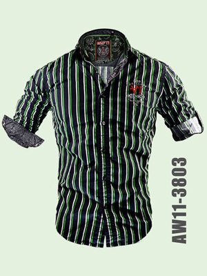 AFZ Shirts - Cotton Blend, Multiple Sizes, Black | Button-Down Collar, Stylish Design, Comfortable Fit, Durable Material, Easy Care, Professional Look, Regular Fit, Striped Pattern, Long Sleeve