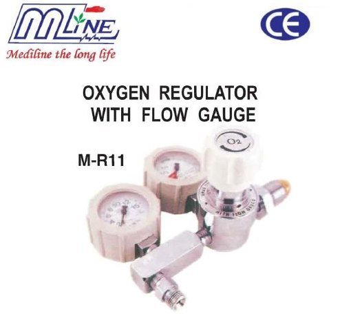 Oxygen Regulator - Metal, Flow Rate 0.06, Inlet Pressure 200 Bar, Max Outlet Pressure 10 Bar | White Color, Designed for Hospital Use, Weighs 1-2 kg