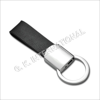 Leather Key Chain - Leather & Metal, 10x2 cm, Black | Durable, Hand-Stitched, Secure Metal Ring, Elegant Design