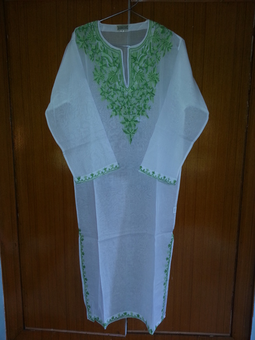 malmal long kurti hand emb