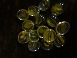 Yellow With Dark Brown Glass Pebble