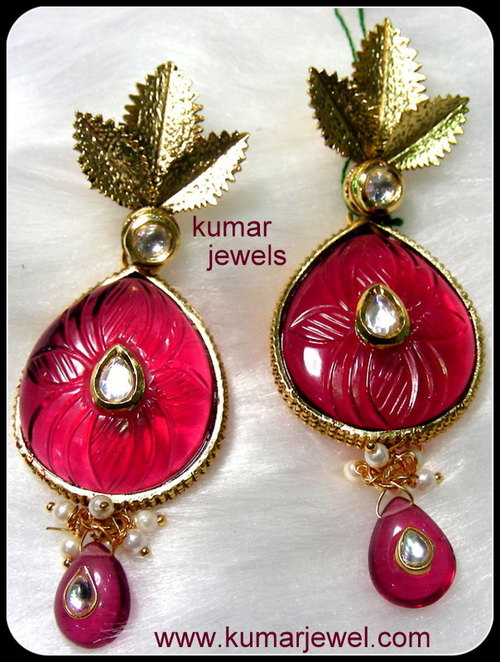 Pink stone earring