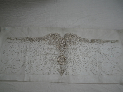 Swarovski/Crystal Embroidery Gown - Tulle/Net Fabric, Off-white Color | Crystal Embellishment, Elegant Design, Customizable Size, Unique Style