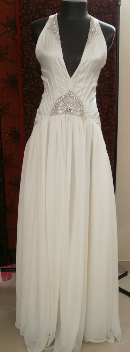 Silk/crystal wedding gown