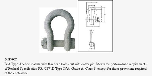 G-2130 S-2130 BOLT TYPE ANCHOR SHACKLES