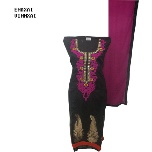 Black Gala - Cotton Salwar Kameez, Black, Variable Dimensions | Embroidered, Wrinkle-Free, Easy Wash, Colorfast, Comfortable Fit