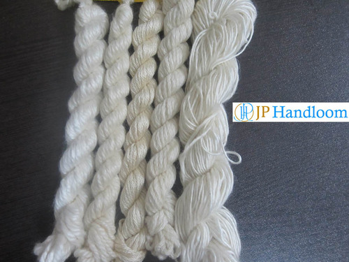 Silk & Wool Blended Knitting Yarns - 100% Silk, White Color | Spun Quality, Ideal for Knitting