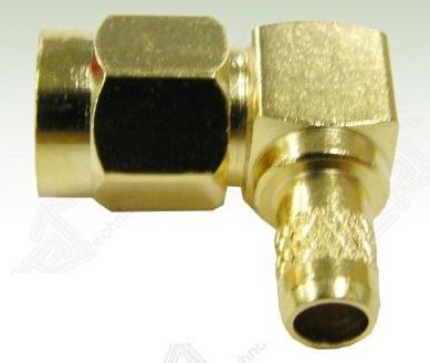 SMA male right angle  crimp connector for LMR 200 cable