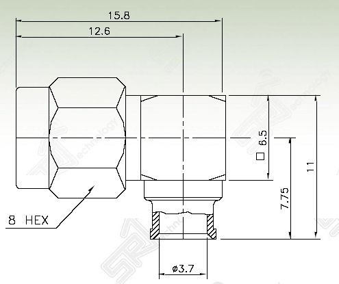 SMA male right angle connector for RG 141 suco cable