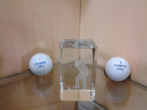 Crystal Trophy - Crystal Glass 50x50x50 mm Clear Square Base | 3D Golf Engraving, Elegant Award, Prestigious Gift