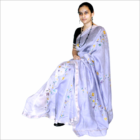 Hand Made Batik Sarees - Silk, 5.5 Yards, Lavender, Floral | Handloom Weave, Handcrafted, Mesmerizing Patterns, Elegant Style