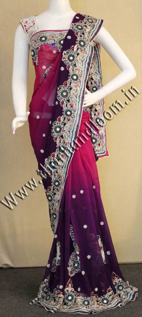 Purple with Pink Saree