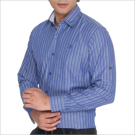 Customised Formal Blue Striped Shirts