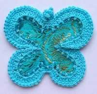 Handmade Crochet Flower - Cotton Yarn, 2x2 Inches, Turquoise | Butterfly Shape, Durable, Decorative, Versatile
