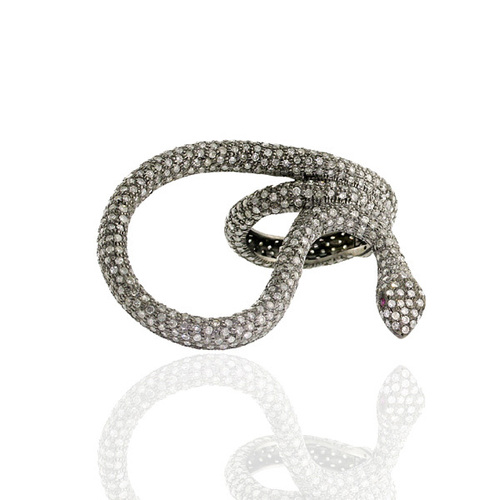 Pave Diamond Snake Ring