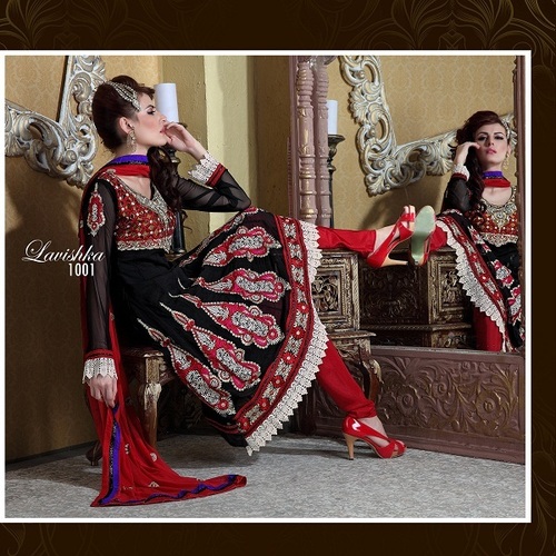Anarkali Suits - Silk Blend, 54 Inch, Black | Elegant Design, Fine Embroidery, Comfortable Fit, Unique Pattern