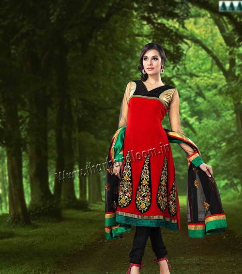 Green with pink anarkali