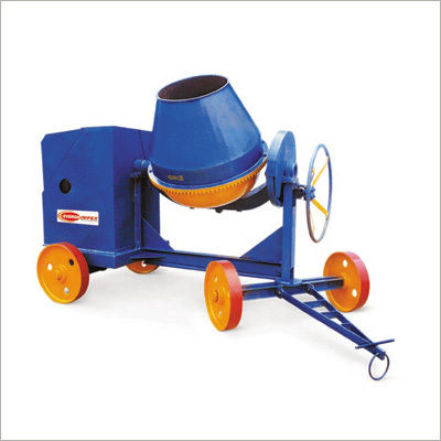 Wheel Type Concrete Mixer Machine - 480 Liters Capacity, Diesel Powered, Heavy Duty Cast Iron Material, Blue Color, Automatic Operation