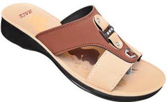 Ladies Slipper Pu - PU Material, Multiple Sizes, Brown | Comfort, Style, Durable, Lightweight, Breathable, Low Heel