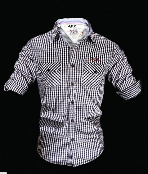 AFZ Shirts - Cotton Blend, M-XXL, Gray Checked | Button Closure, Collared, Soft Fabric, Stylish Design, Durable, Comfortable Fit, Easy Care, Long Sleeves, Pockets