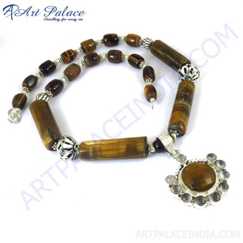 Awesome & Fabulous Necklace With Pendant Jewelry, German Silver GemStone By ART PALACE