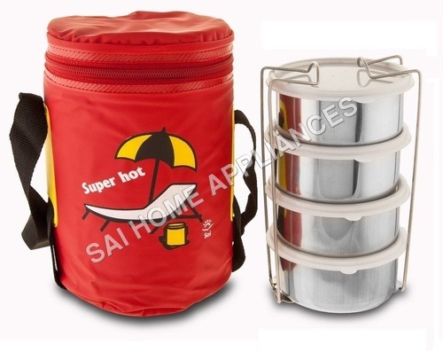 Silver And Red Super Hot 4 Lunch Box