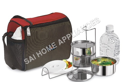 Silver And Red Executive Tiffin Box