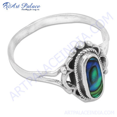 Glamours Ethnic Designer 925 Sterling Silver Jewelry, Abalone Gemstone Silver Designer Ring